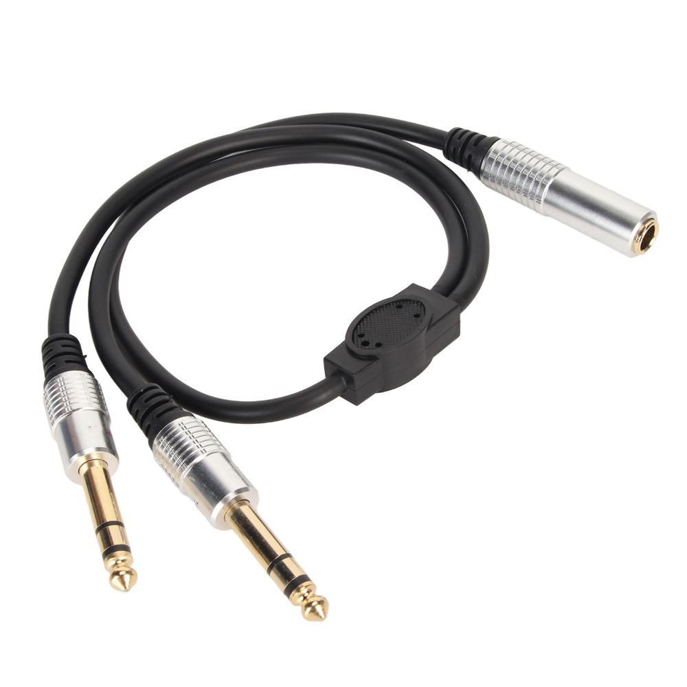 1.6ft 6.35mm Female To 2 Male Cable Plug and Play Speaker Y Extension Cable  Audio Equipment