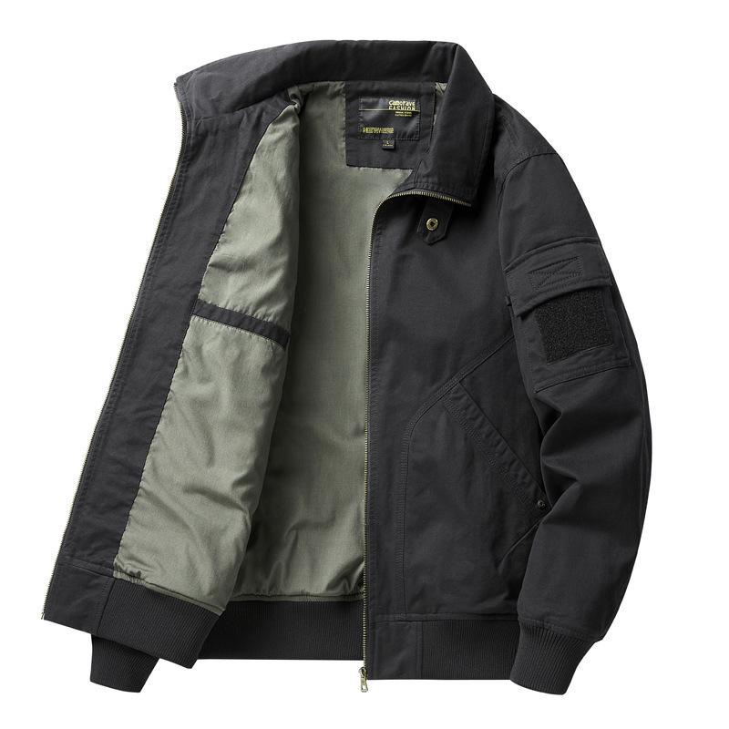 2024 Men's Casual 95% Cotton High Collar Pilot Jacket for Spring & Autumn