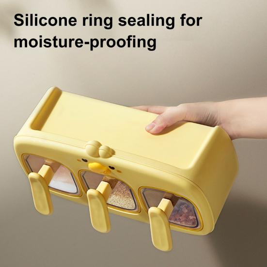 Nástěnný stojan na koření s lžičkou Průhledný vzduchotěsný dávkovač koření Multifunkční krabička na koření Nádoba Kuchyňský úložný organizér