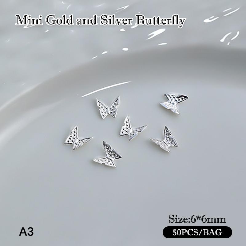 50Pcs Alloy Hollow Butterfly Nail Art Decor Gold Silver Metal Butterfly Nail Charms Diy Valentine S Day Butterfly Parts
