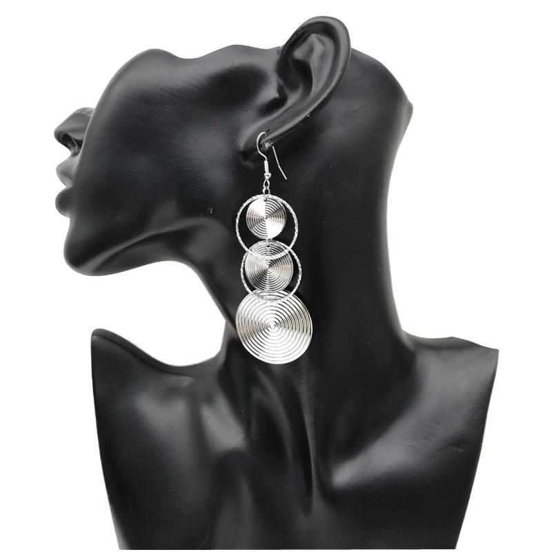 Trendy Electroplated Metal Long Round Hoop Earrings for Women - European & American Style, Formal Dress & Banquet Accessory