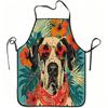 1pc Tropical Dog with Sunglasses And Hibiscus Flowers Print Apron, Durable And Easy To Clean, Adjustable Waistband, Polyester Material, for Kitchen Co