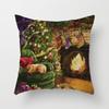Christmas Cartoon Hand-Drawn Decorative Pillow Cover 45x45cm Living Room Car Holiday Home Decor