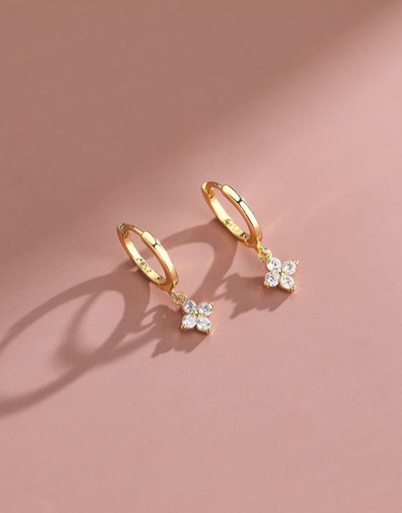 New Temperament Gold Color Water Drop Zircon Dangle Earrings for Women Charm Stainless Steel Korean Hoop Jewelry Accessories