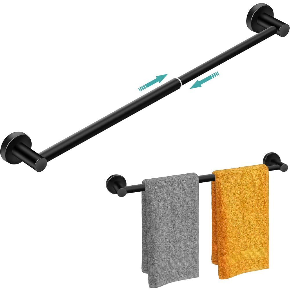 MGahyi Adjustable Stainless Steel Towel Racks for Bathroom 13.18-24In | Rustproof Single Towel Bar Wall Mounted, Sturdy & Space-Saving