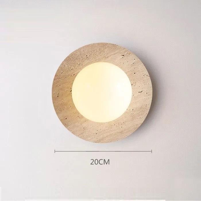 

Сучасна світлодіодна настінна лампа в стилі Вабі-Сабі, натуральний жовтий камінь, кругла настінна лампа, освітлення для декору спальні, вітальні, передпокою Warm Light