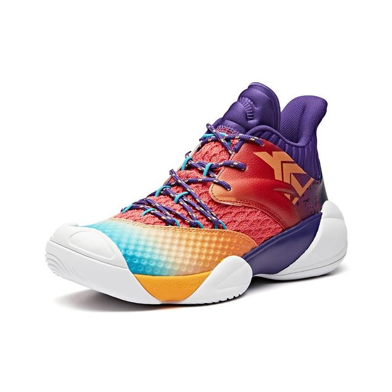 Anta Anti-Slip Durable Mid-Top Basketball Shoes Men Sneakers Purple Orange 11931605-7