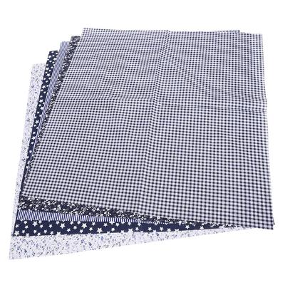 5PCs Square Floral Patch Work Cotton Various Flower Patterns Clothing Accessories for DIY Crafts(Dark Blue 5 Colors 50