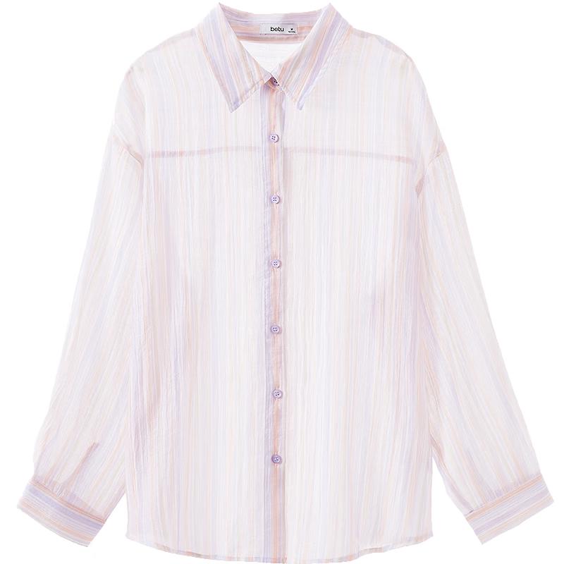 Betu Women s 2026 Summer Striped Relaxed Shirt XS