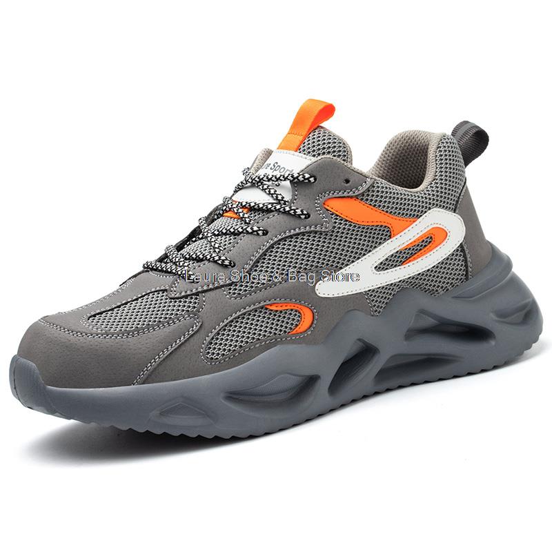 Fashion Anti-Piercing Safety Shoes For Men Working Boots Steel Toe Cap Boots Anti-Smashing Work Shoes Breathable Safety Boot Men's Shoes