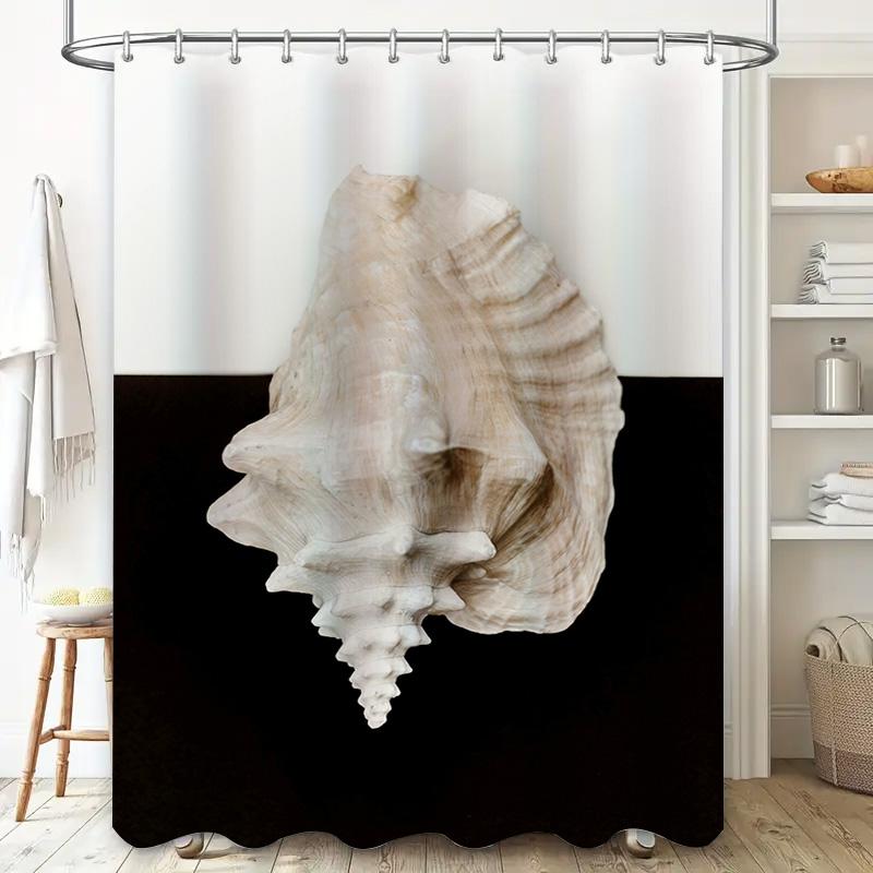 Home Decor Bathroom Curtain with Seashell Print Modern Shower Curtains for Bathtub or Stand-Up Tub