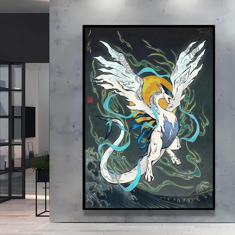 Japanese Classic Anime  Charizard Decorative Painting High Quality Canvas  Modern Home Bedroom Wall Picture Decorative