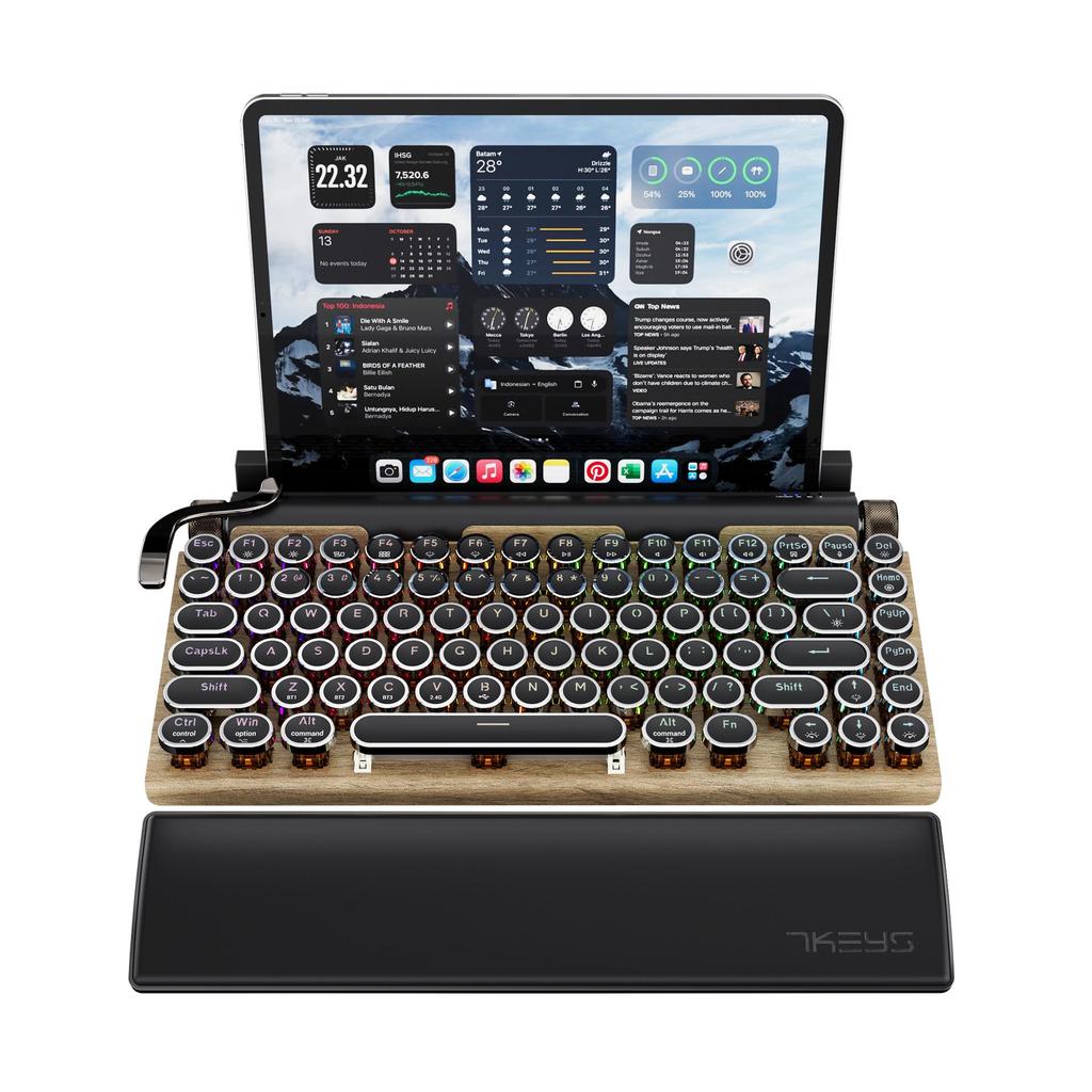 TW1867 Three-Mode Retro Bluetooth Mechanical Keyboard with Hot-Swappable Linear Switches and RGB Lighting