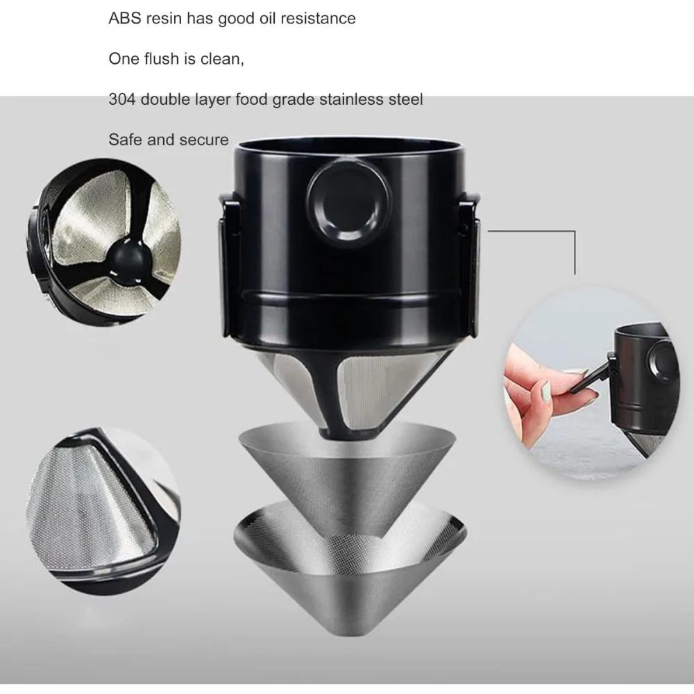 Portable Pour Over Coffee Maker 1-1 Cup, Stainless Steel Portable Coffee Filter, Reusable Mug Coffee Dripper Filter for Home