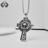 Men's Vintage Rhinestone Fox Pendant Cross Necklace