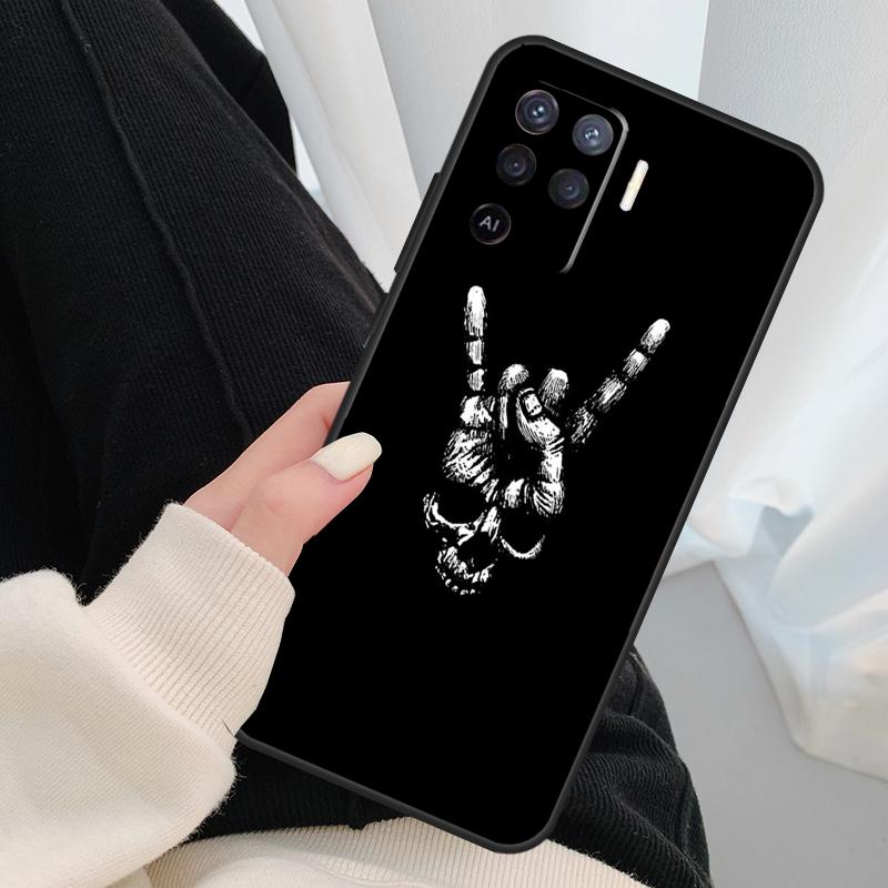Rock and Roll Skull Case For Oppo A18 A38 A58 A78 A98 A80 A60 A40 A96 A76 A16 A94 A74 A54 A15 A17 A57 A77 A5 Pro