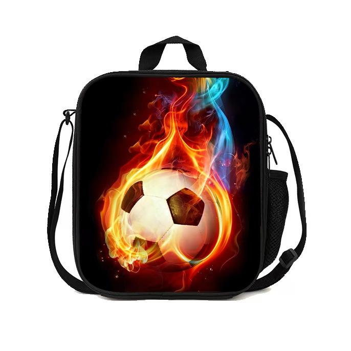 Football Basketball Pattern Children'S Lunch Bag Elementary School Lunch Box Bag Fashion Trend Boys' Lunch Bag