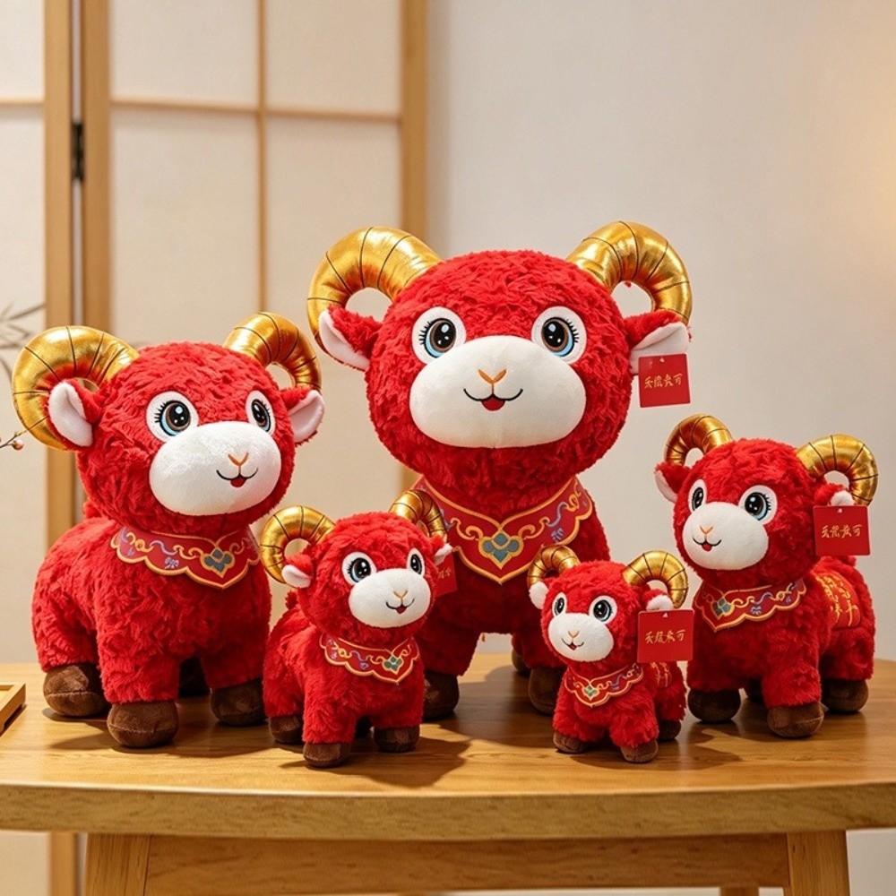 Soft Plush Mascot Doll Spring Festival Decor Stuffed Animal Cute Year of the Sheep Mascot Gift