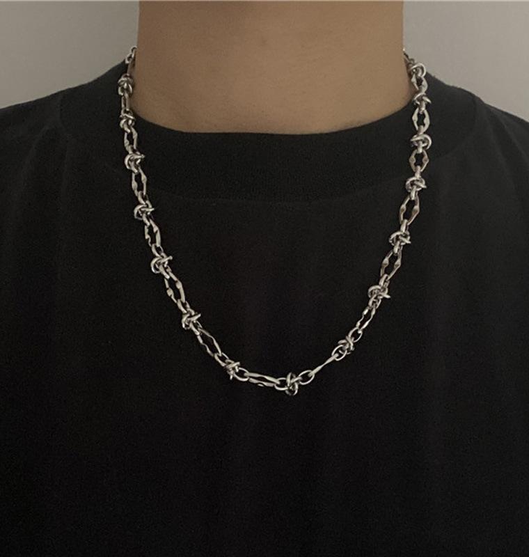 Stainless Steel Mother And Child Lip Chain Diy Jewelry Knotted Chain Simple Versatile Collarbone Chain, Titanium Steel Bracelet