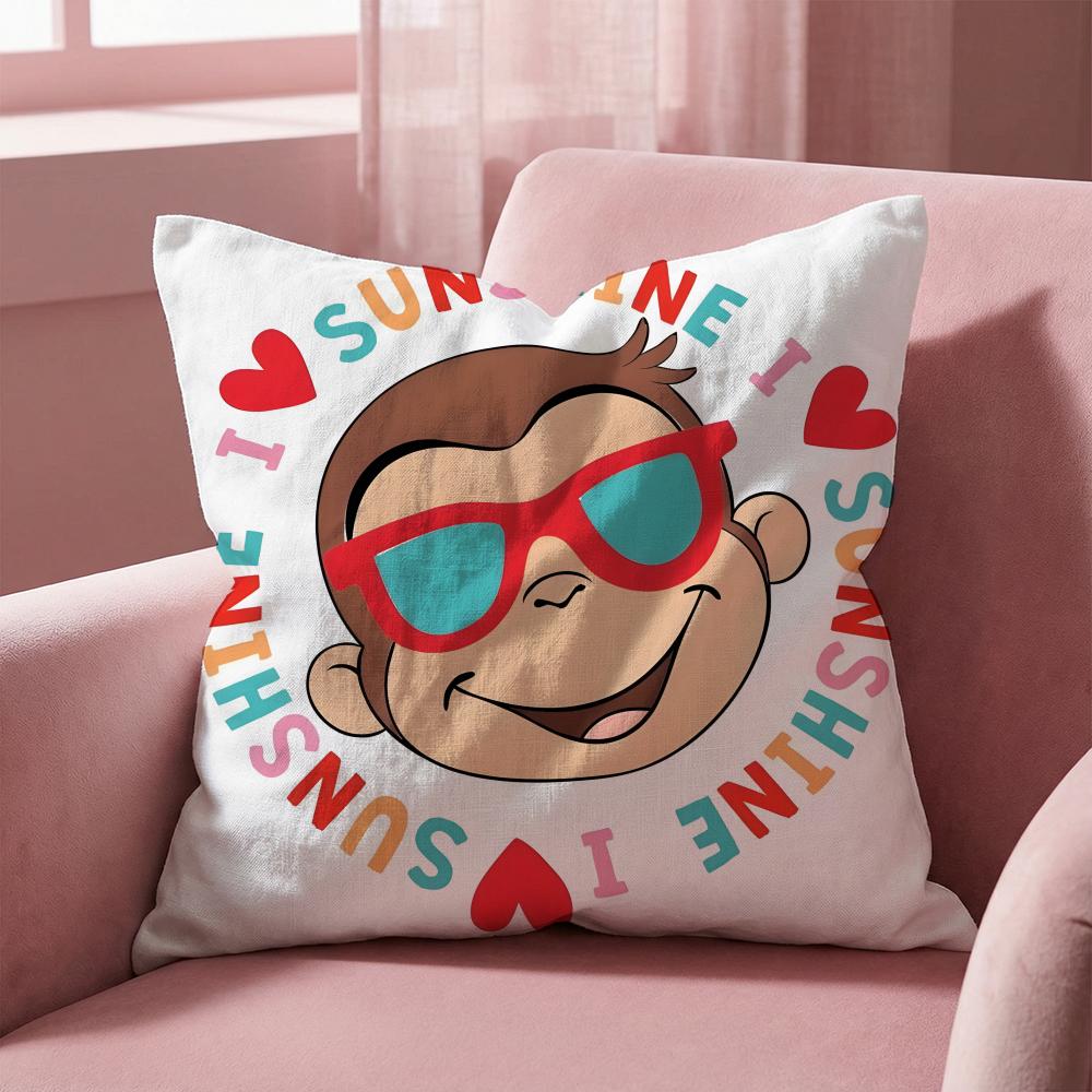 C-Curious George ZEICHENTRICK Kissenbezug Mehrzweck-Kissenbezug für Zuhause & Auto - Wendbar, Weich & Langlebig für den täglichen Gebrauch