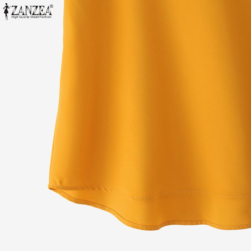 ZANZEA Women Summer Round Neck Solid Color Casual Short Sleeve Blouse