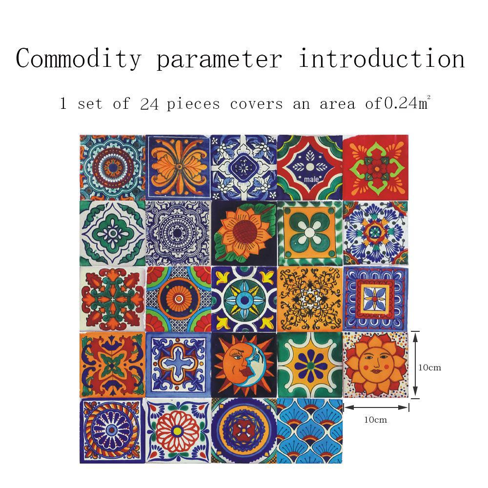 

ET165 Антикварна квіткова мозаїчна плитка наклейка - ретро водонепроникна знімна наклейка на стіну