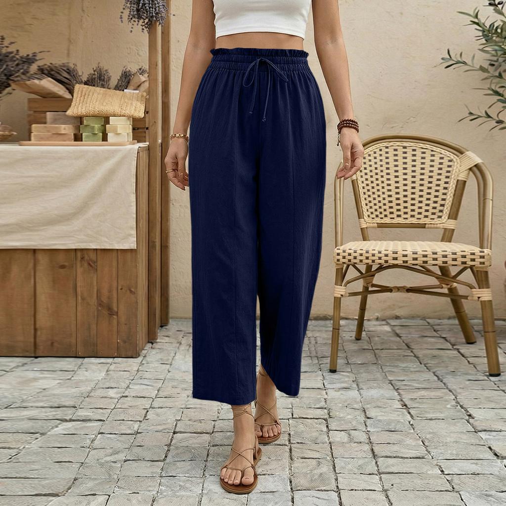 Womens Palazzo Pants Summer Casual Flowy Wide Leg Trousers Beach Travel Vacation Outfits