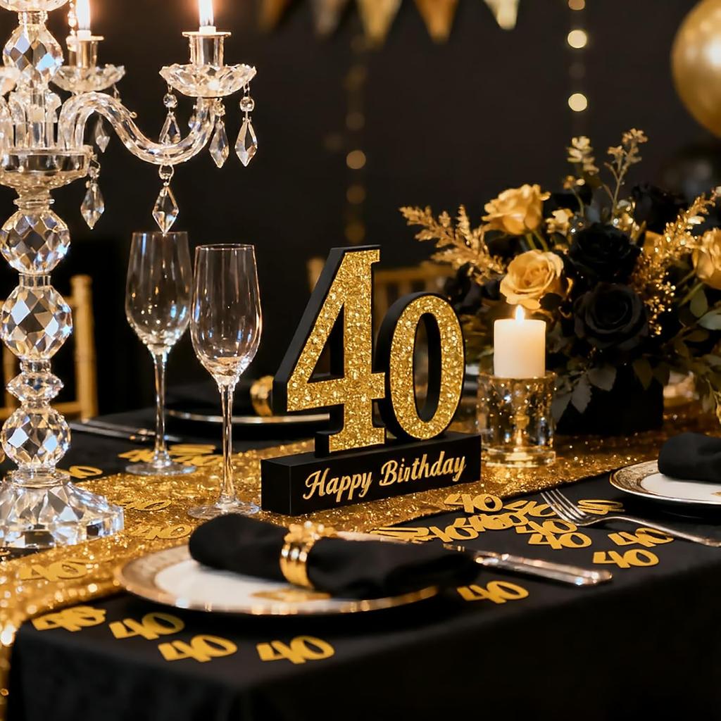 Gold Glitter 40th Birthday Confetti - Forty Birthday Confetti Paper Scatter Party Table Decor, Happy 40th Anniversary Party Decor (Gold Glitter 40th
