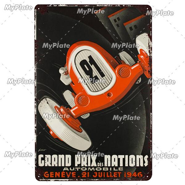 24 Heures Du Mans Metal Sign Vintage Plaque Tin Sign Wall Decor For Bar Pub Metal Crafts Retro Racing Car Poster Custom