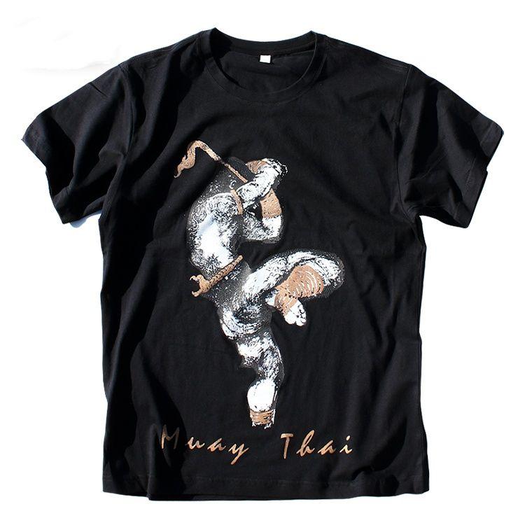 Muay Thai Fighting Fitness Printed T-Shirt Summer Trend Brand Boxing Sanda Short Sleeve Cotton Crew Neck Half Sleeve Clothes Tee
