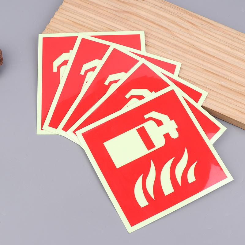 5Pcs Fire Extinguishers Signs Safety Sign Sticker Glow In Dark Durable Adhesive Waterproof Protected Label For Public Place