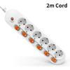 Melery Power Strip Surge Protection EU Plug Way Outlets Electrical Extension 16A Socket Independent Control Switches 1.5/2m Cord