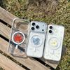 Transparent glitter mobile phone case for Iphone17 small fresh red maple leaf Apple 16Pro magnetic protective case