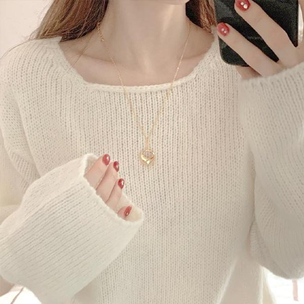 L.cate Necklace Pendant Round Bold Ring Necklace Daily Simple Necklace LEAR008