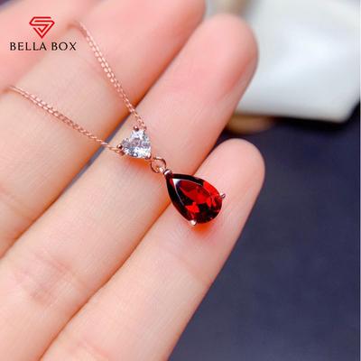 Kolor różowego złota kropla wody kolor czerwony skarb prosty temperament wisiorek łańcuszek do obojczyka dla kobiet biżuteria ślubna