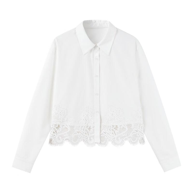 Sweet Lace-Trimmed Turn-down Collar Blouse