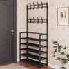 Multi-layer Dustproof Shoe & Hat Rack with Integrated Coat Hook for Indoor Use