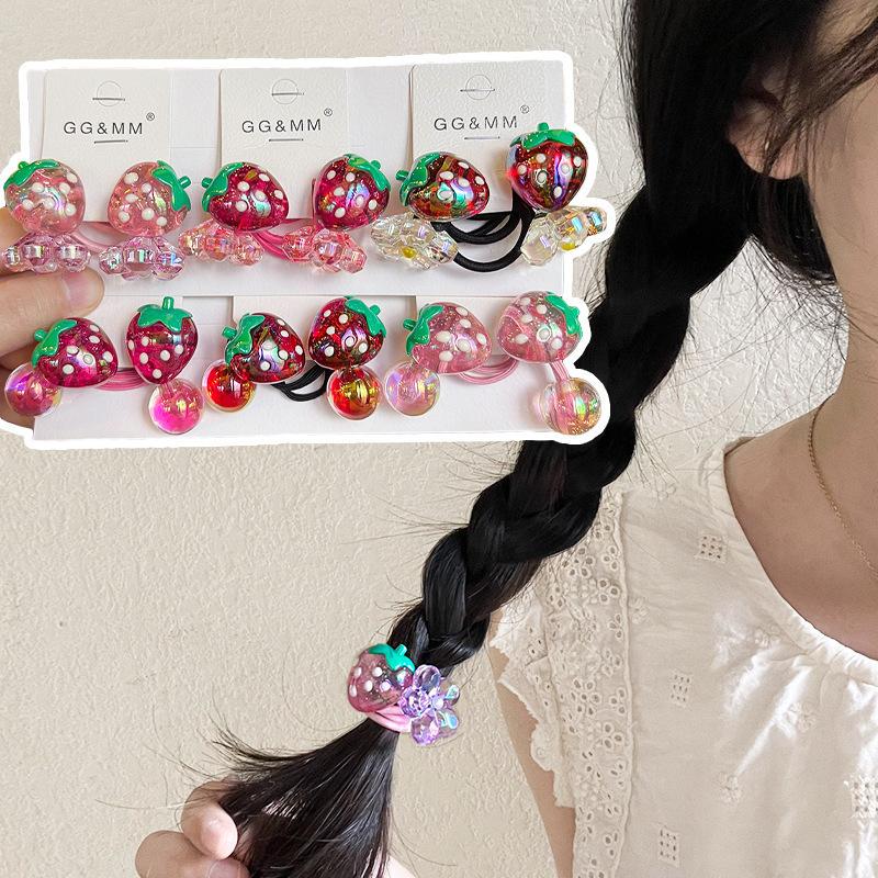 

2PCS New Strawberry Princess Headwear Cute Kids Elastic Hair Bands Children Hair Ropes Girls Hair Accessories