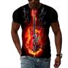Personalized Guitar Pattern 3D Digital Print Men's Street Round Neck Short Sleeved T-shirt