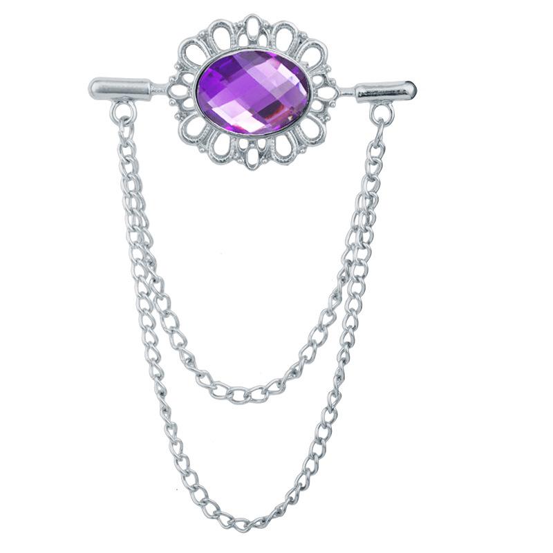 New Fashion Metal Crytal Tassel Brooch Shirt Collar Pin Scarf Buckle Badge Corsage Brooches for Women Men Jewelry Accessories