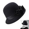 Vintage Silky Flower Hat Winter Warm Dome Hat Women Wool Cloche Hat Headwear