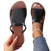 Large size women's flat bottom cool slippers women's casual fish mouth woven outer wear cool slippers