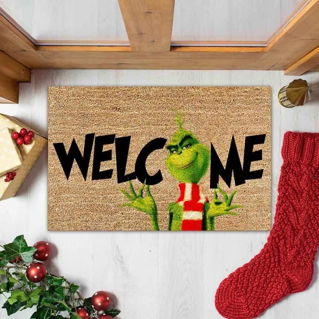 Welcome Christmas Mat Non-Slip And Washable Doormat Decoration Door Mat Entrance Rugs