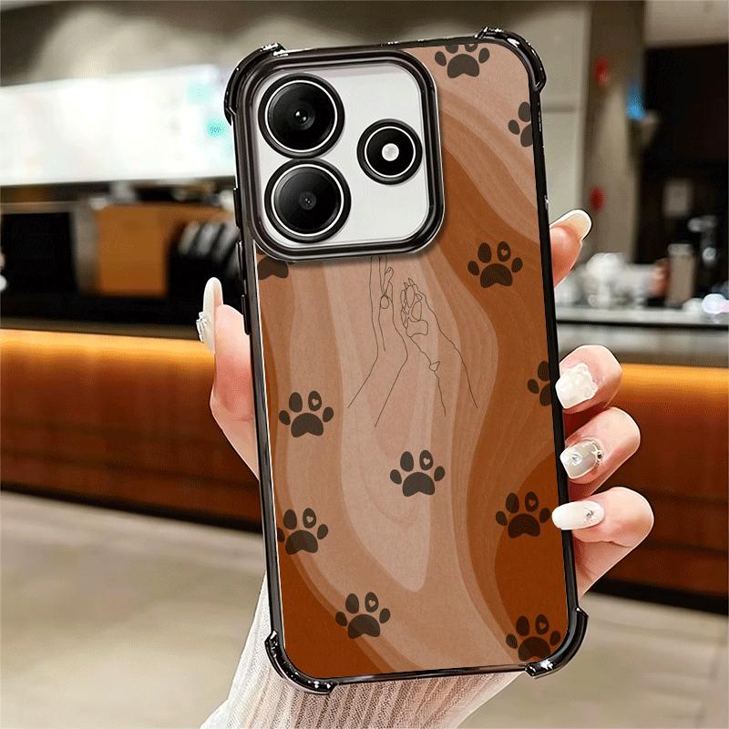 Dog Footprint Paw Cute Pattern Plating Phone Case For Xiaomi Redmi Note 14 15 Pro Plus 13 12 11 11S 11T 10 9S 9 5G Anti-Fall Air