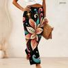 Women Plus Size Black Gold Glitter Striped Dots Print High Waist Wide Leg Long Pants Casual Loose Comfortable Trousers For Daily Party Wear