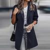 Cappotto Slim da Donna alla Moda, Colore Unito, Manica Lunga, Tasche, Collo con Bottoni