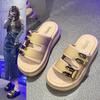 Casual Versatile One-word Beach Cool Slippers Women's Summer Thick-soled Heightening Slippers Summer Fashion
