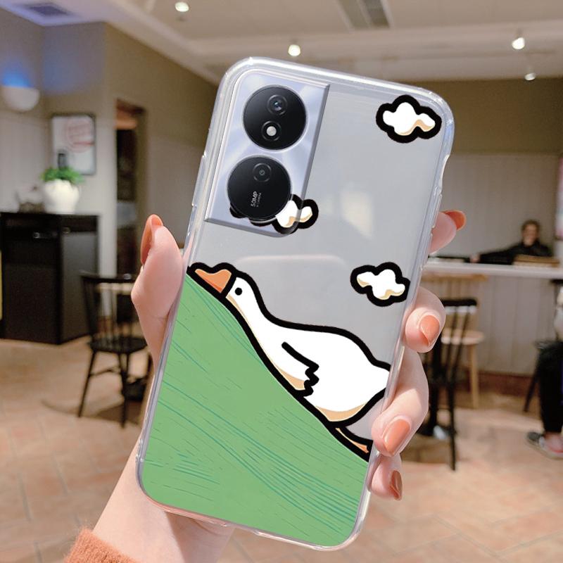 Phone Case For Honor X7b 4G 5G Case Silicone Flowers Cute Cat Bumper Coque For HonorX7B X 7B Cover Protective Soft Clear Shell