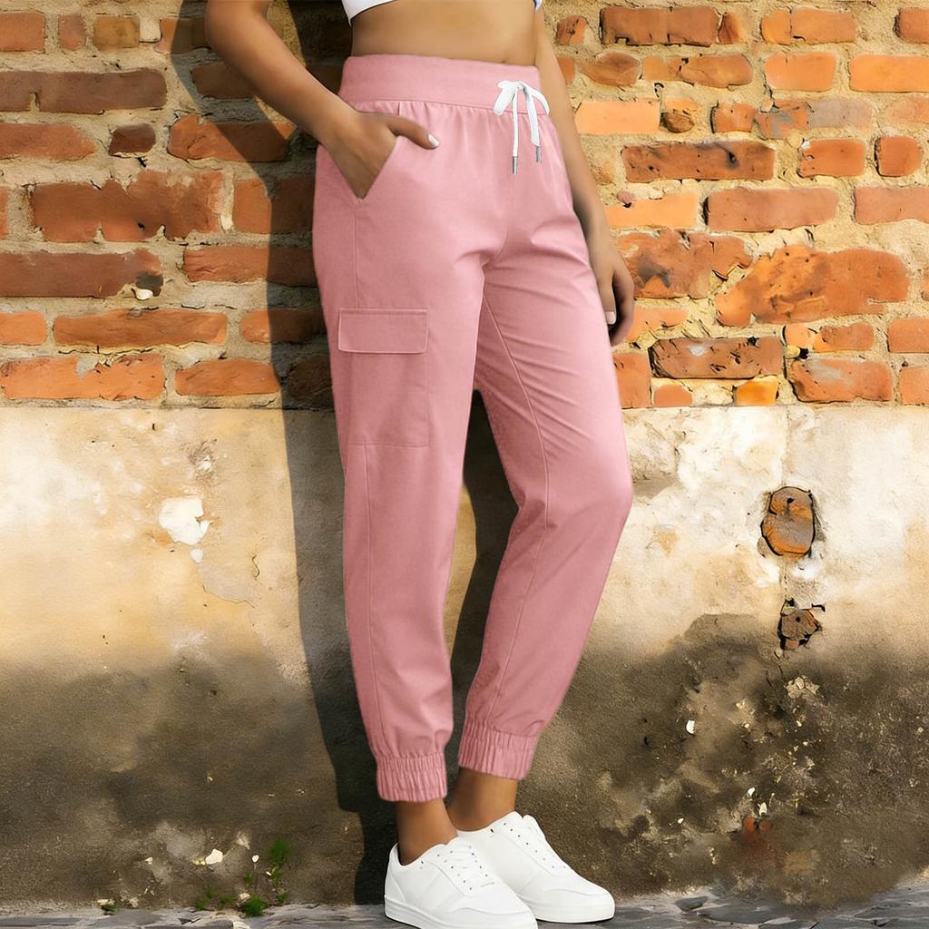 Γυναικείο Παντελόνι Jogger με Λάστιχο στη Μέση, Casual Χαλαρή Εφαρμογή, Ελαστικές Μανσέτες με Τσέπες, Ελαφρύ Παντελόνι Στυλ Cargo