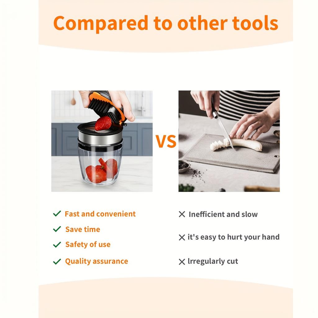 Fruit And Egg Slicer Cup And Strawberry Banana Chopper, a Creative Kitchen Gadget That Makes Preparing Fruit Salads Easy, Dishwasher Safe